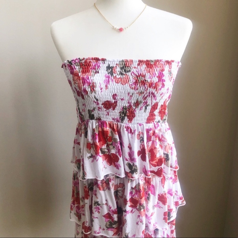 Venus Strapless Tiered Ruffle Dress L